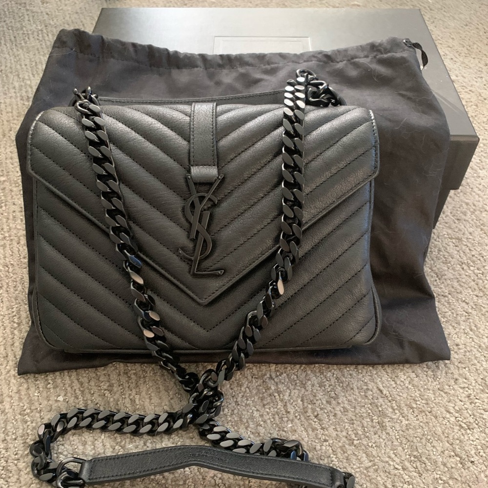 Ysl college bag medium black and black hardware